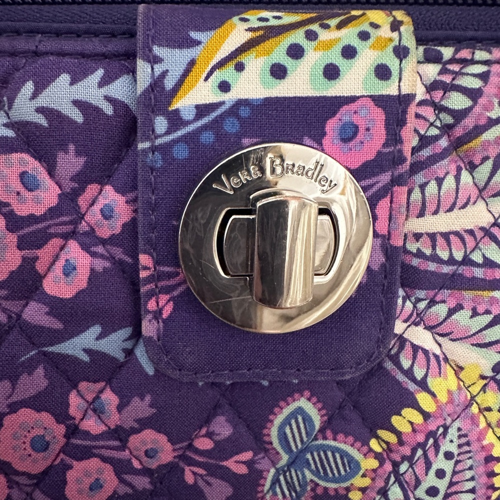 Vera Bradley Purple Wallet with Batik Leaves- NWOT - Picture 3 of 10